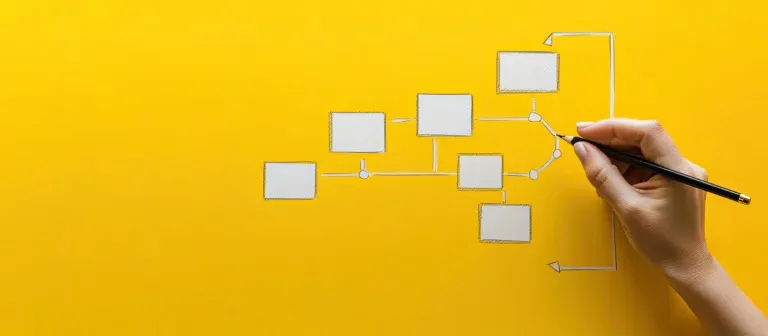 Hand zeichnet Diagramm auf gelbem Hintergrund.