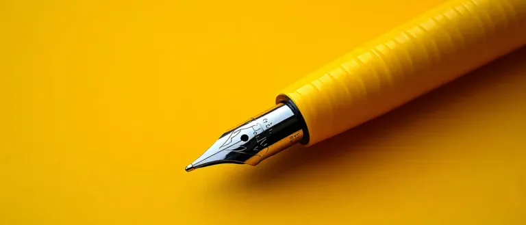 Gelber Füllfederhalter auf gelbem Hintergrund